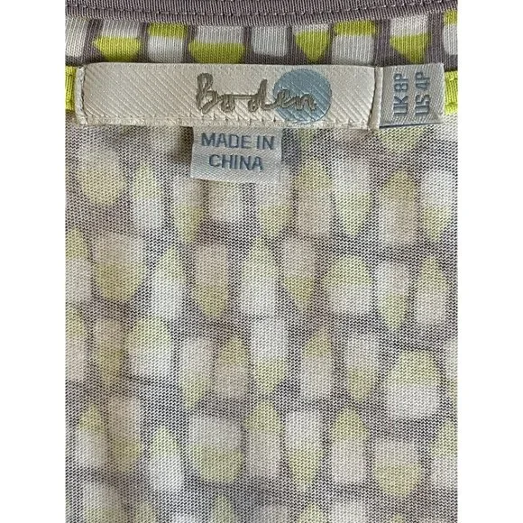 Boden Dress US Size 4P Gray & Lime Green Print Cap Sleeve Jersey Pockets EUC - Picture 9 of 14